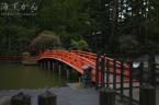 蓮池の赤い橋